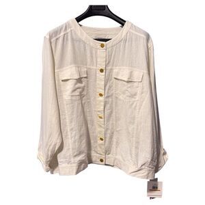 NWT Ellen Tracey‎ Women's Linen  light weight shirt/Jacket, off white Size 3X
